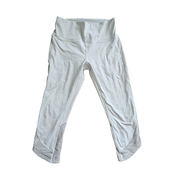 Athleta Pants - Lululemon High Rise Women's White Cropped Athletic Workout Leggings Size 8